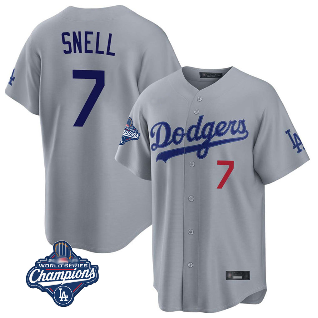 LA.Dodgers #7 Blake Snell Player Gray Game World Series Meet Home Hdoa Stitched Jerseys