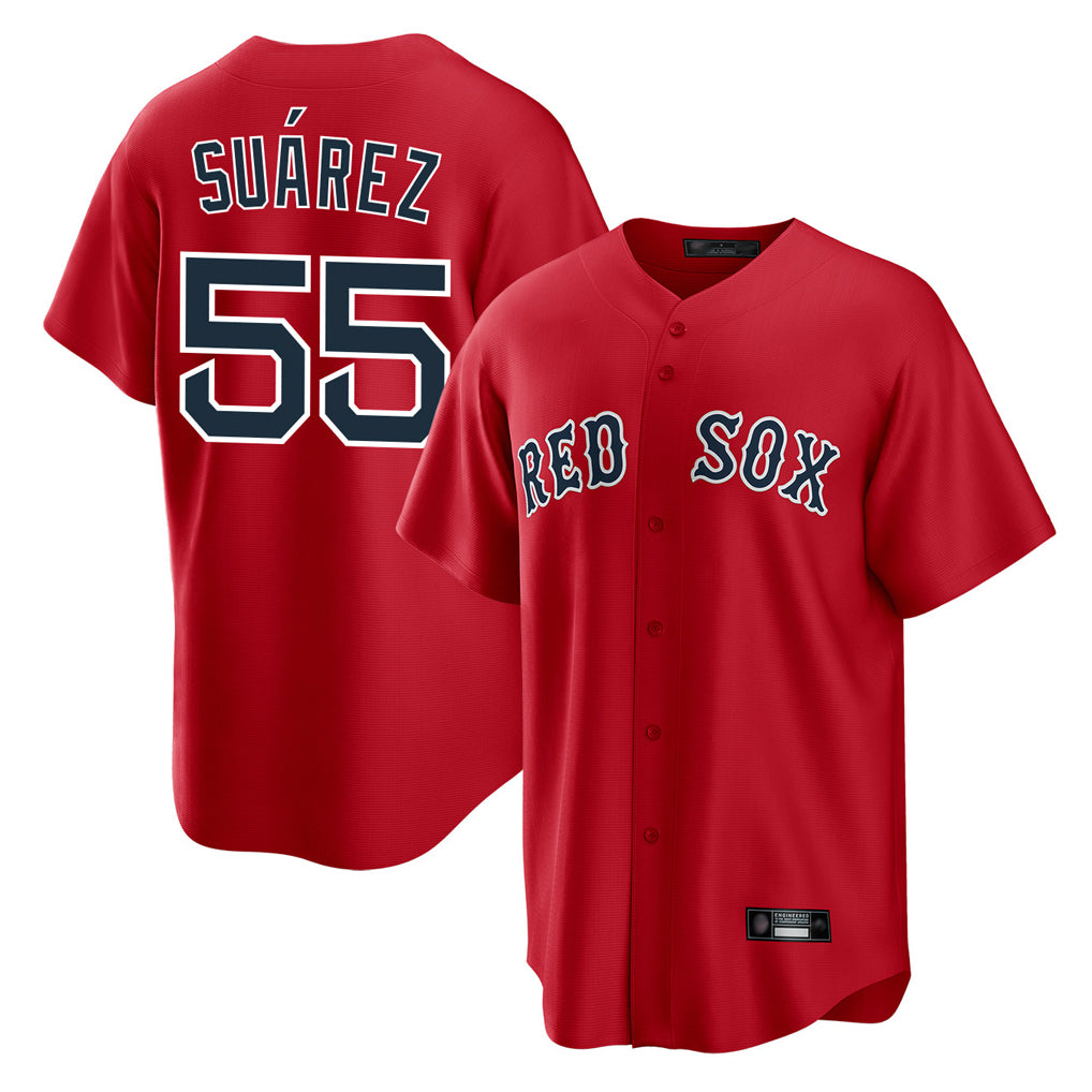 B.Red Sox #55 Ranger Su¨¢rez Player Red Home Game Hdoa Stitched Jerseys
