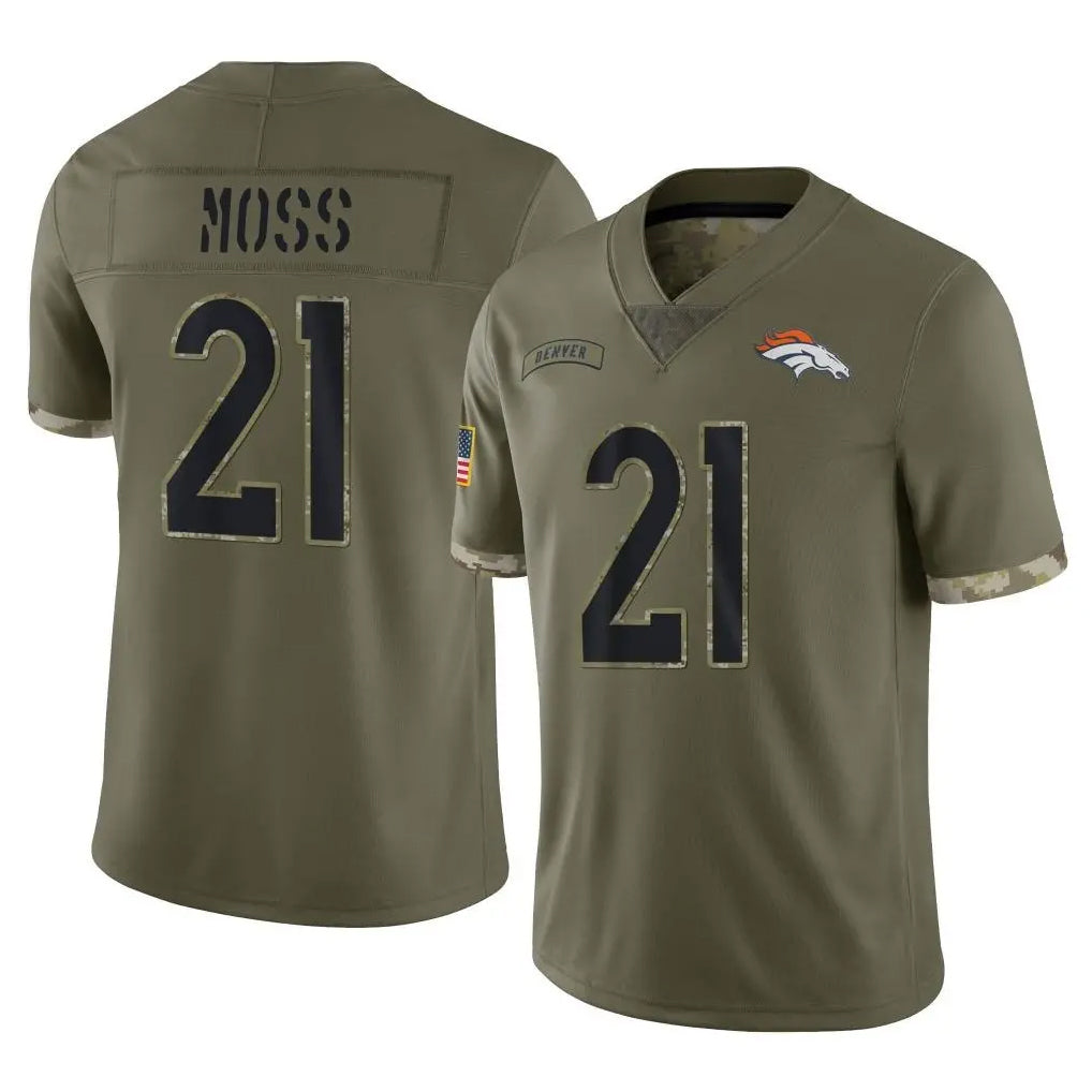 D.Broncos #21 Riley Moss Player Olive Salute To Service Limited Hdoa Stitched Jerseys