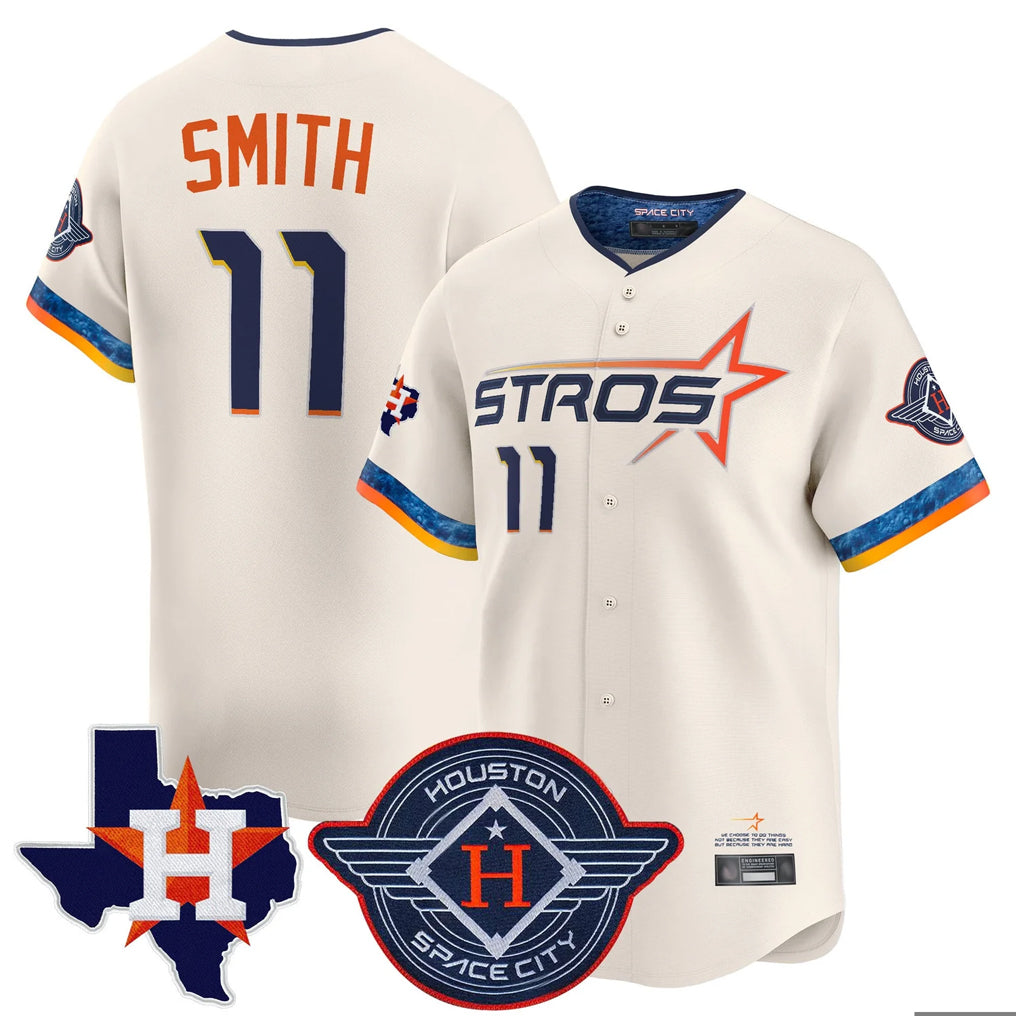H.Astros #11 Cam Smith Player Cream City Connect Texas Patch Vapor Premier Limited Home Hdoa Stitched Jerseys
