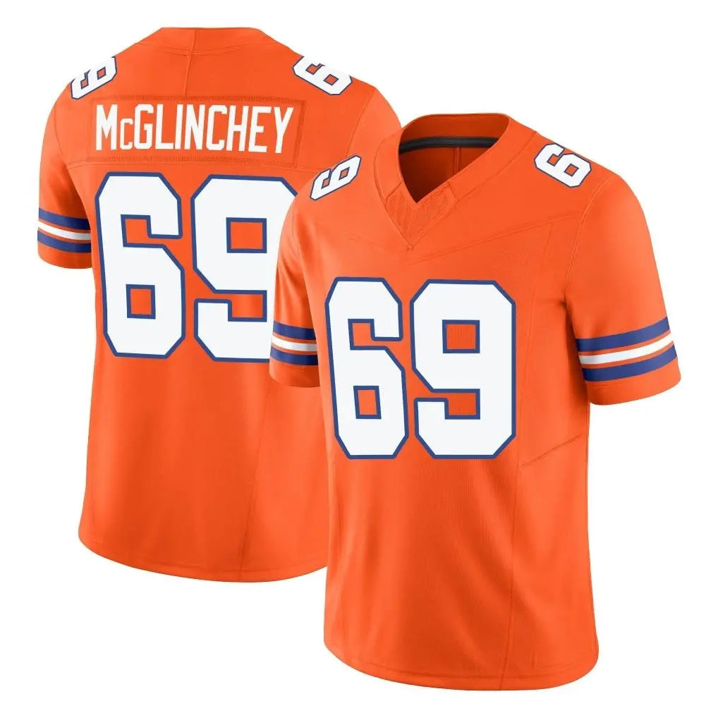 D.Broncos #69 Mike McGlinchey Player Orange Limited Alternate Vapor F.U.S.E. Throwback Game Hdoa Stitched Jerseys