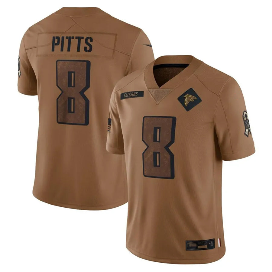 A.Falcons #8 Kyle Pitts Sr. Player Brown Salute To Service Limited Hdoa Stitched Jerseys