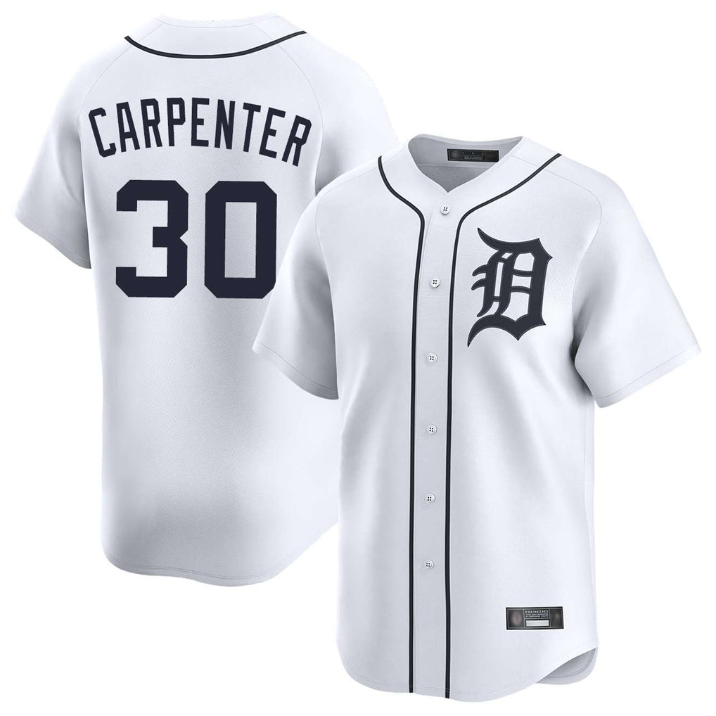 D.Tigers #30 Kerry Carpenter Player White Home Limited Hdoa Stitched Jerseys