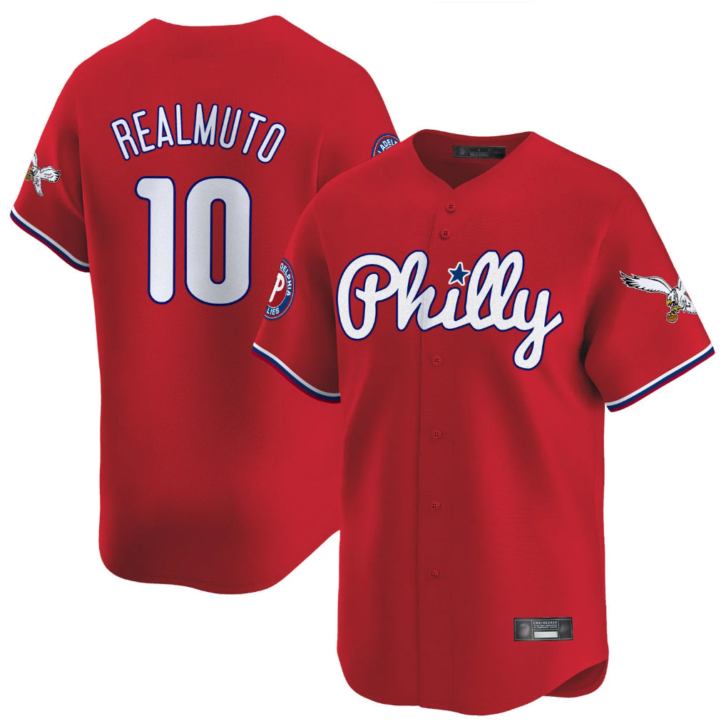 P.Phillies #10 J.T. Realmuto Player Red Phillies & Eagles Vapor Premier Limited Hdoa Stitched Jerseys