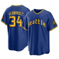 S.Mariners #34 Felix Hernandez Player Royal City Connect Home Game Hdoa Stitched Jerseys