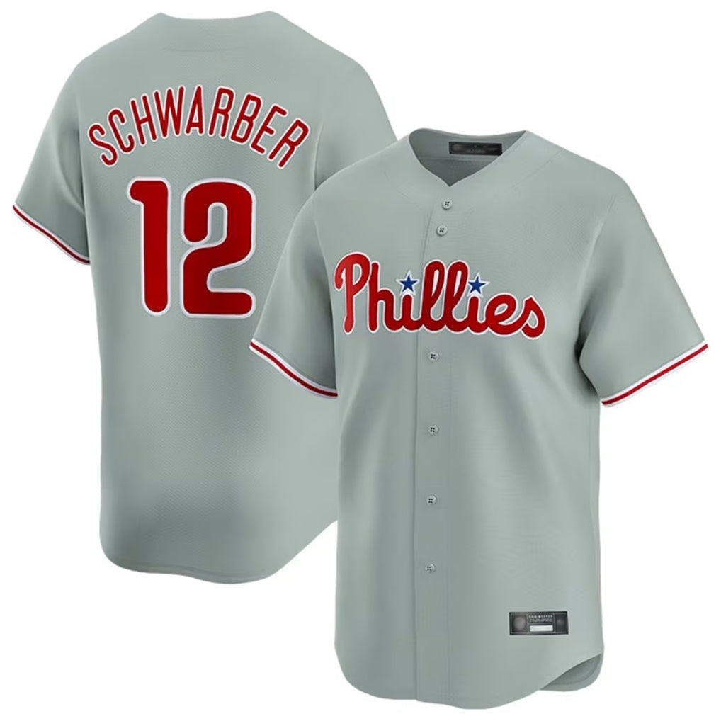 P.Phillies #12 Kyle Schwarber Player Gray Home Limited Hdoa Stitched Jerseys