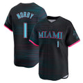 M.Marlins #1 Connor Norby Player Black City Connect Home Limited Hdoa Stitched Jerseys