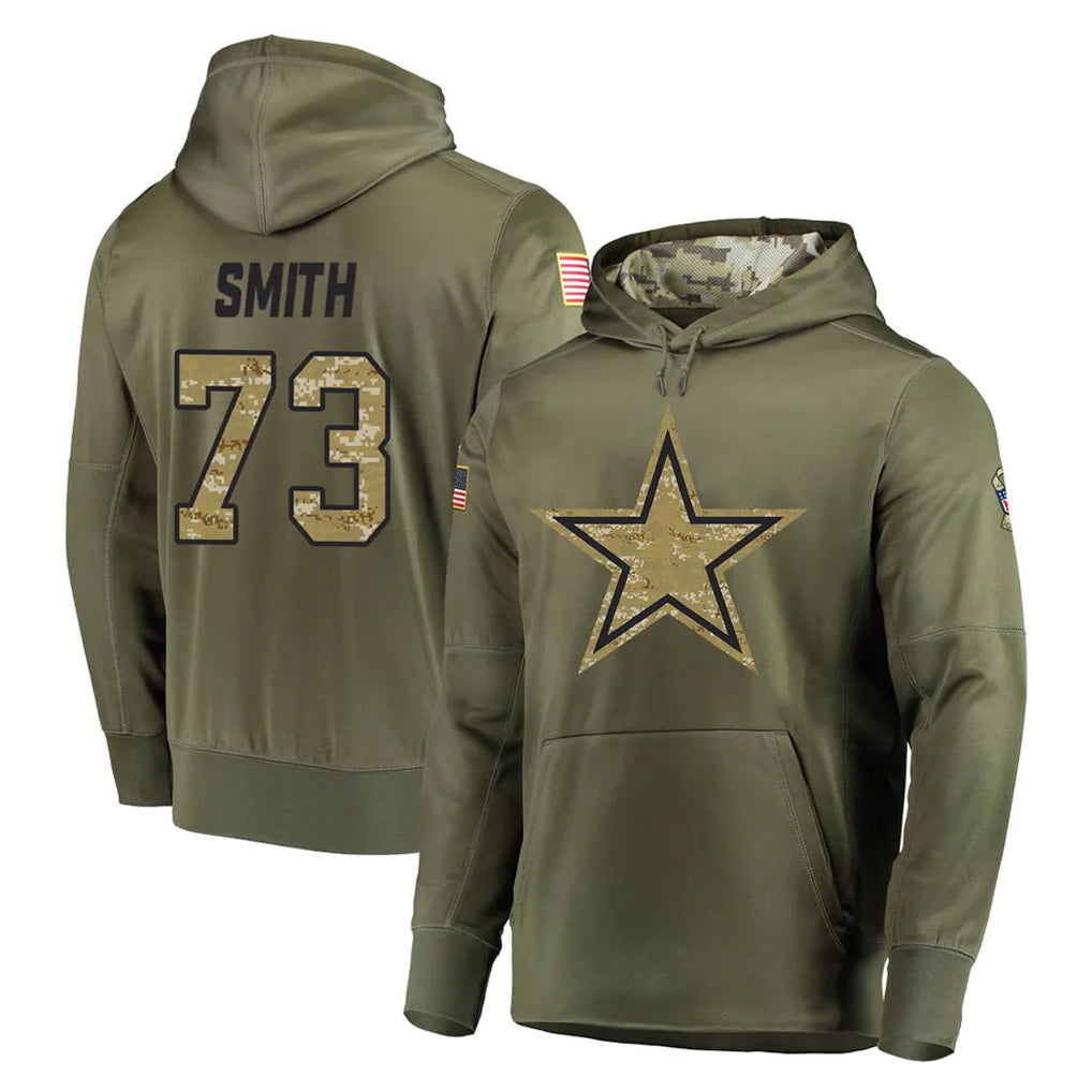 D.Cowboys #73 Tyler Smith Player Olive Salute to Service Pullover Hoodies Home Game Hdoa Stitched Jerseys
