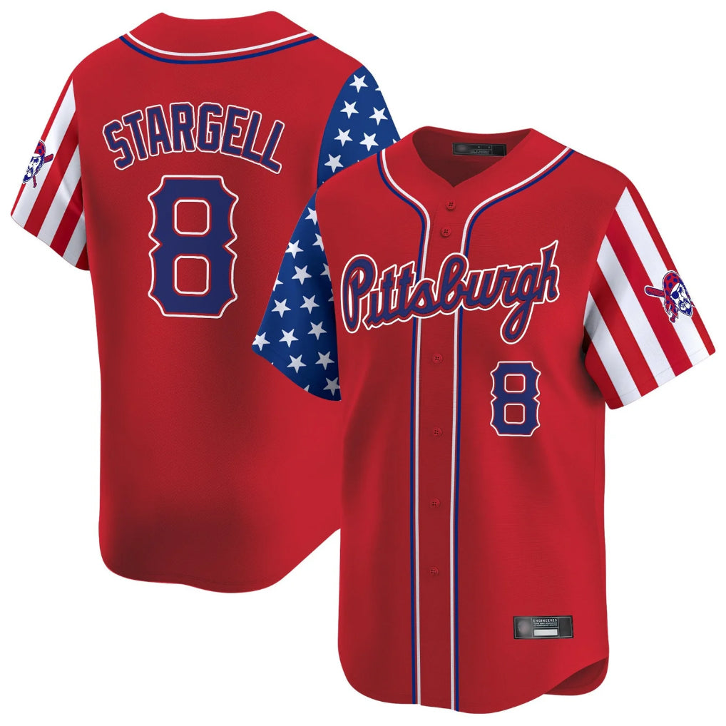 P.Pirates #8 Willie Stargell Player Red 2025 Independence Day Vapor Premier Limited Hdoa Stitched Jerseys