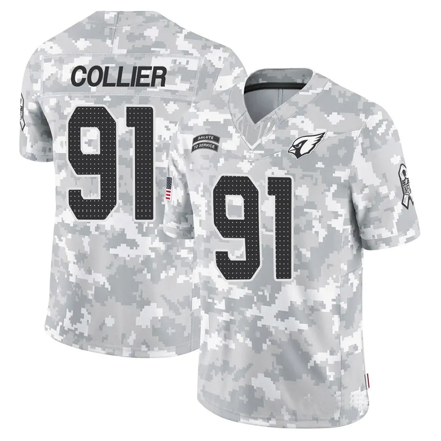 A.Cardinals #91 L.J. Collier Player Camo Salute to Service Limited Hdoa Stitched Jerseys