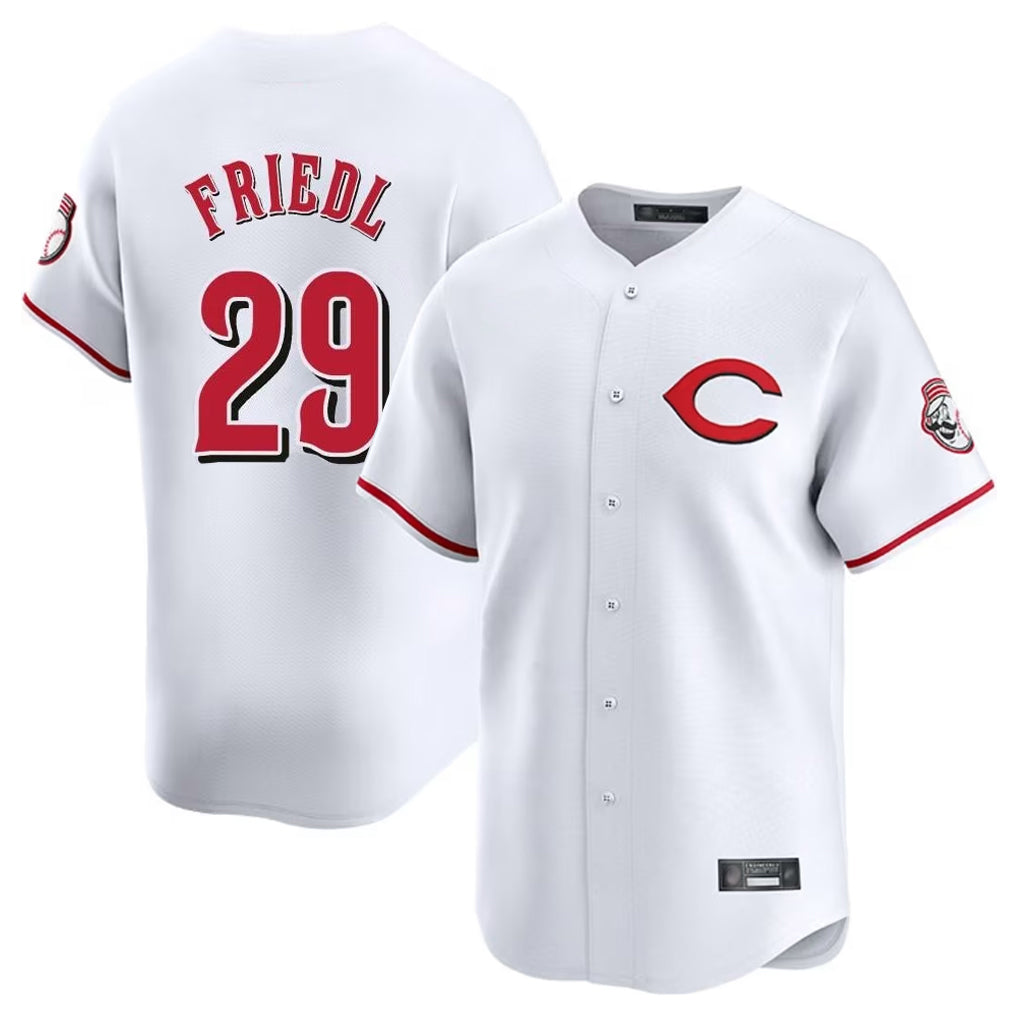 C.Reds #29 TJ Friedl Player White Limited Home Hdoa Stitched Jerseys