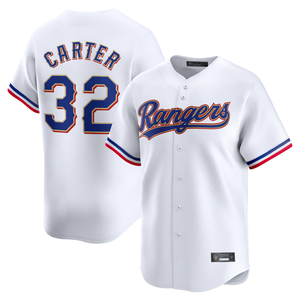 T.Rangers #32 Evan Carter Player Gold Collection Limited Edition White Hdoa Stitched Jerseys