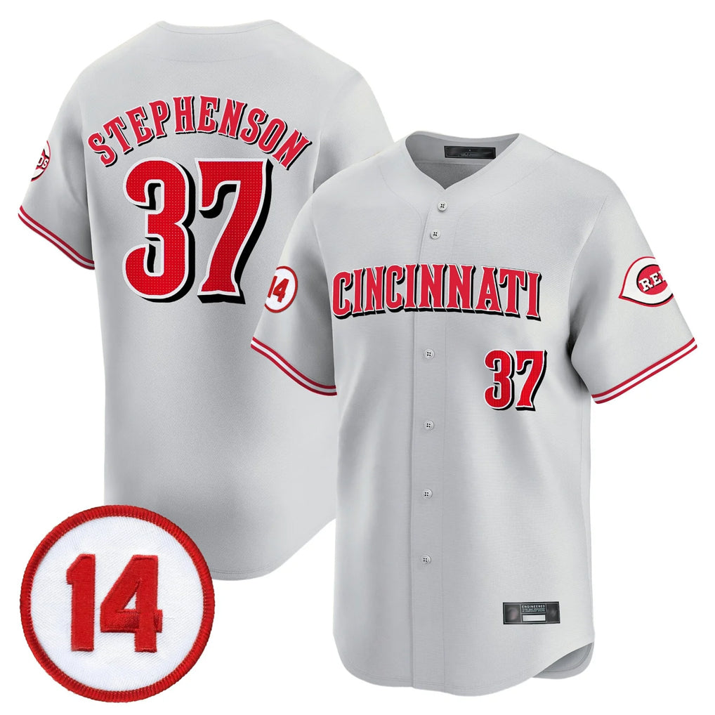C.Reds #37 Tyler Stephenson Player Gray Vapor Premier Limited Home Hdoa Stitched Jerseys