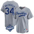 LA.Dodgers #34 Fernando Valenzuela Player Gray World Series Meet Game Limited Home Hdoa Stitched Jerseys