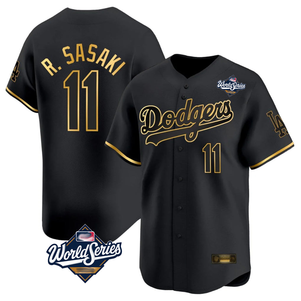 LA.Dodgers #11 Roki Sasaki Player Black Gold World Series Limited Home Hdoa Stitched Jerseys