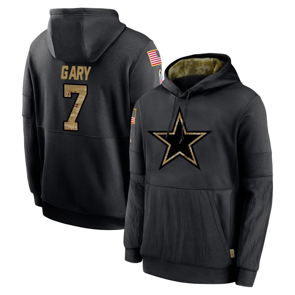 D.Cowboys #7 Rashan Gary Player Black Salute to Service Pullover Hoodies Limited Hdoa Stitched Jerseys