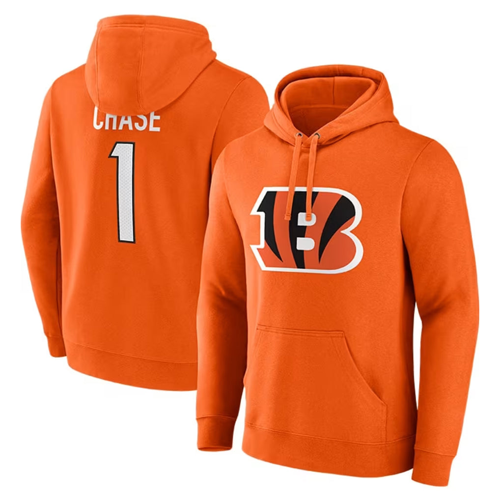 C.Bengals #1 Ja'Marr Chase Player Orange Salute to Service Pullover Hoodie Limited Hdoa Stitched Jerseys