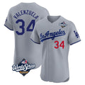 LA.Dodgers #34 Fernando Valenzuela Player Gray World Series Limited Elite Home Hdoa Stitched Jerseys