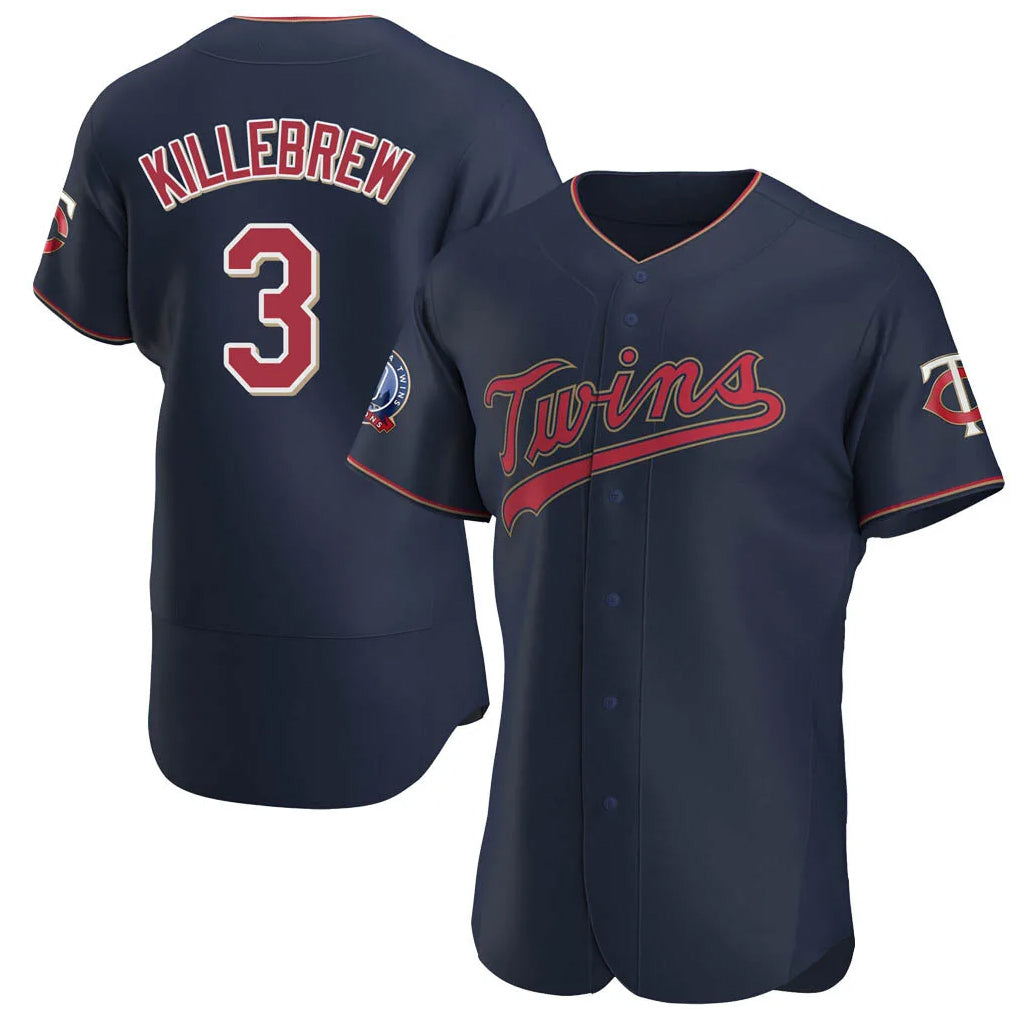 M.Twins #3 Harmon Killebrew Player Navy 60th Home Limited Elite Hdoa Stitched Jerseys