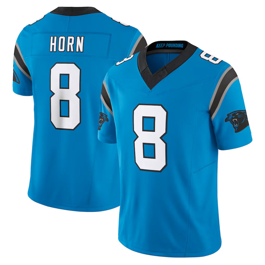 C.Panthers #8 Jaycee Horn Player Blue Vapor F.U.S.E. Limited Home Game Hdoa Stitched Jerseys