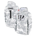 C.Bengals #1 Ja'Marr Chase Player Arctic Camo Salute to Service Pullover Hoodie Limited Hdoa Stitched Jerseys