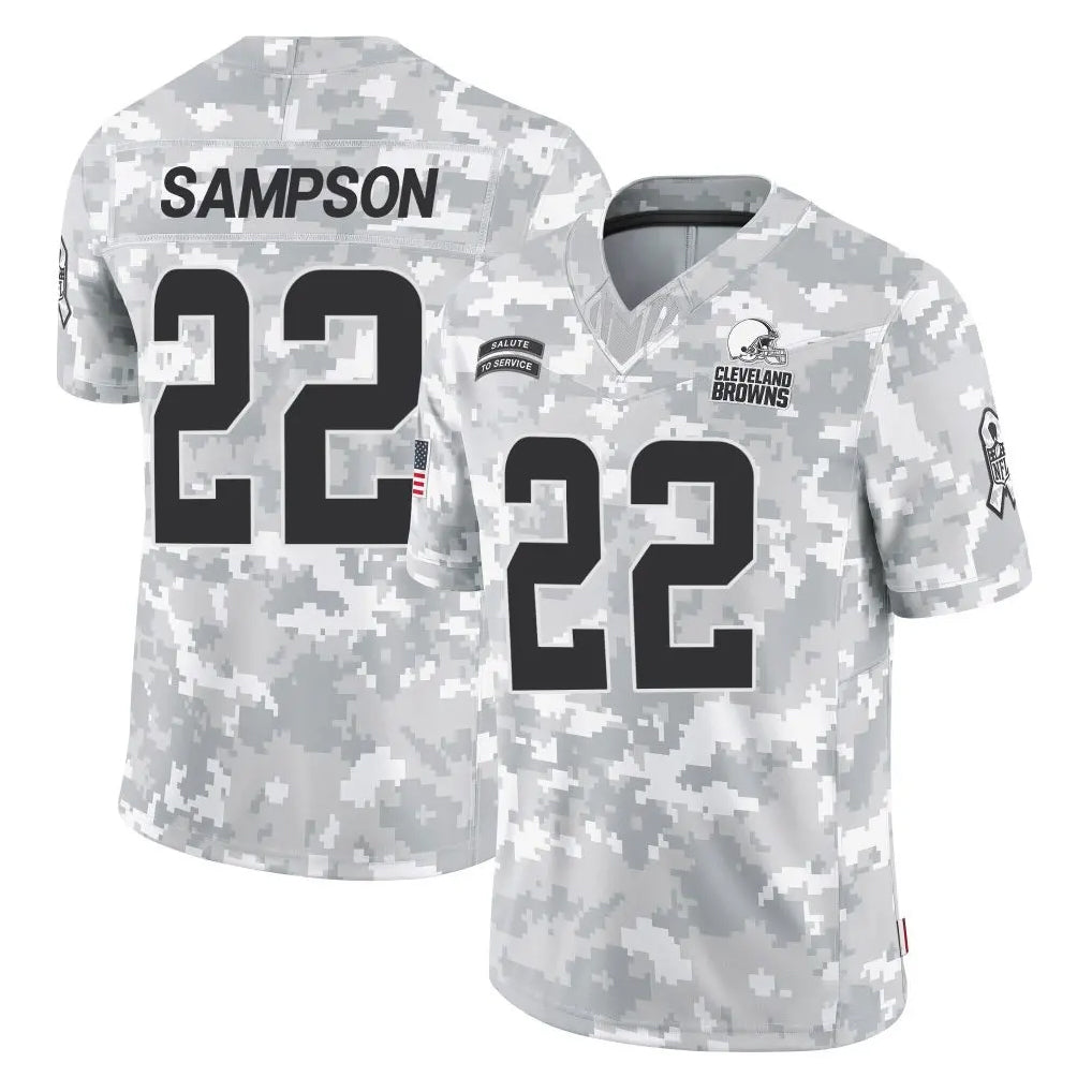 C.Browns #22 Dylan Sampson Player Arctic Camo Salute to Service Limited Home Game Hdoa Stitched Jerseys