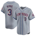 NY.Mets #3 Carson Benge Player Gray Road Limited Home Hdoa Stitched Jerseys