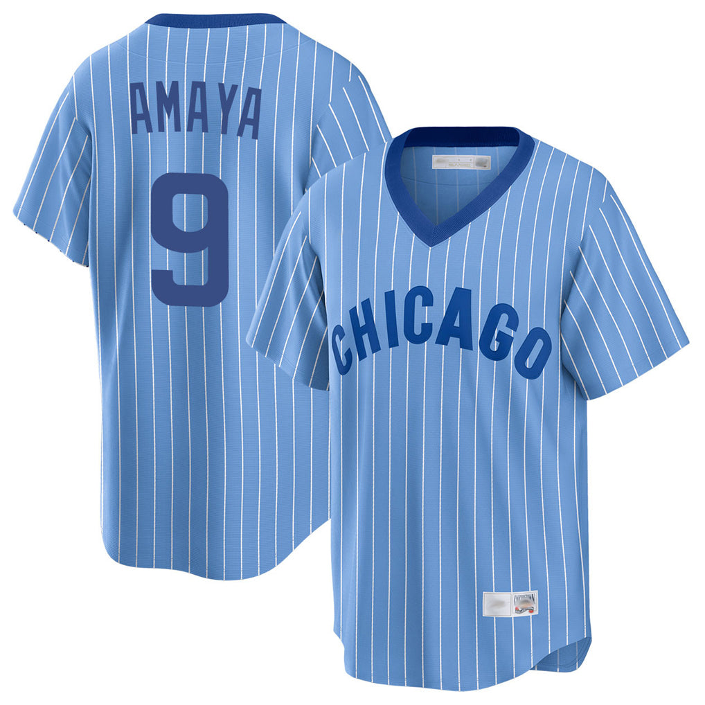 C.Cubs #9 Miguel Amaya Player Blue T-shirt Cooperstown Collection Limited Hdoa Stitched Jerseys