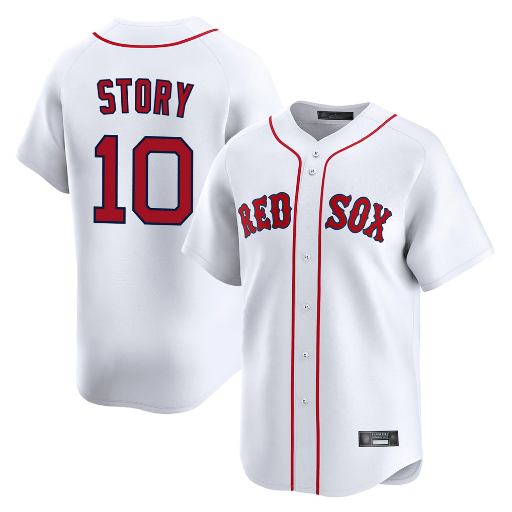 B.Red Sox #10 Trevor Story Player White Limited Home Game Hdoa Stitched Jerseys