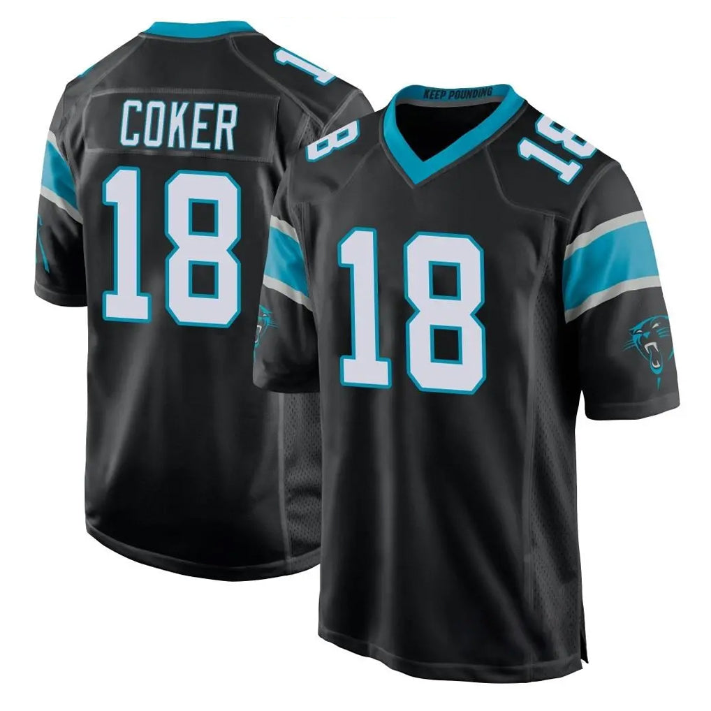 C.Panthers #18 Jalen Coker Player Black Game Hdoa Stitched Jerseys