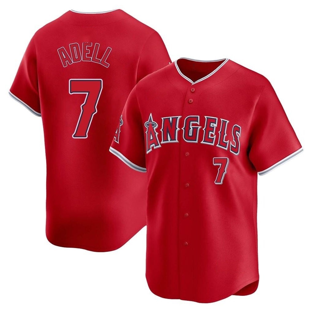 LA.Angels #7 Jo Adell Player Red Home Limited Hdoa Stitched Jerseys