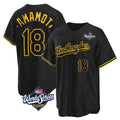 LA.Dodgers #18 Yoshinobu Yamamoto Player Black Gold World Series Limited Home Hdoa Stitched Jerseys