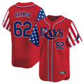 T.Bay Rays #62 Jonathan Aranda Player Red 2025 Independence Day Vapor Premier Limited Hdoa Stitched Jerseys