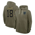 C.Panthers #18 Jalen Coker Player Olive Salute to Service Hoodies Game Hdoa Stitched Jerseys