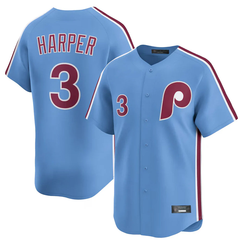 P.Phillies #3 Bryce Harper Player Light Blue Home Limited Hdoa Stitched Jerseys