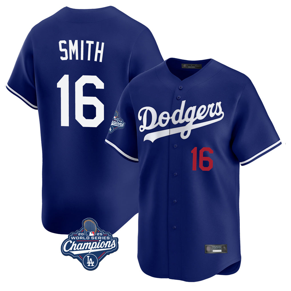 LA.Dodgers #16 Will Smith Player Royal World Series Meet Limited Home Hdoa Stitched Jerseys