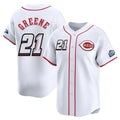 C.Reds #21 Hunter Greene Player White Speedway Classic Home Limited Hdoa Stitched Jerseys