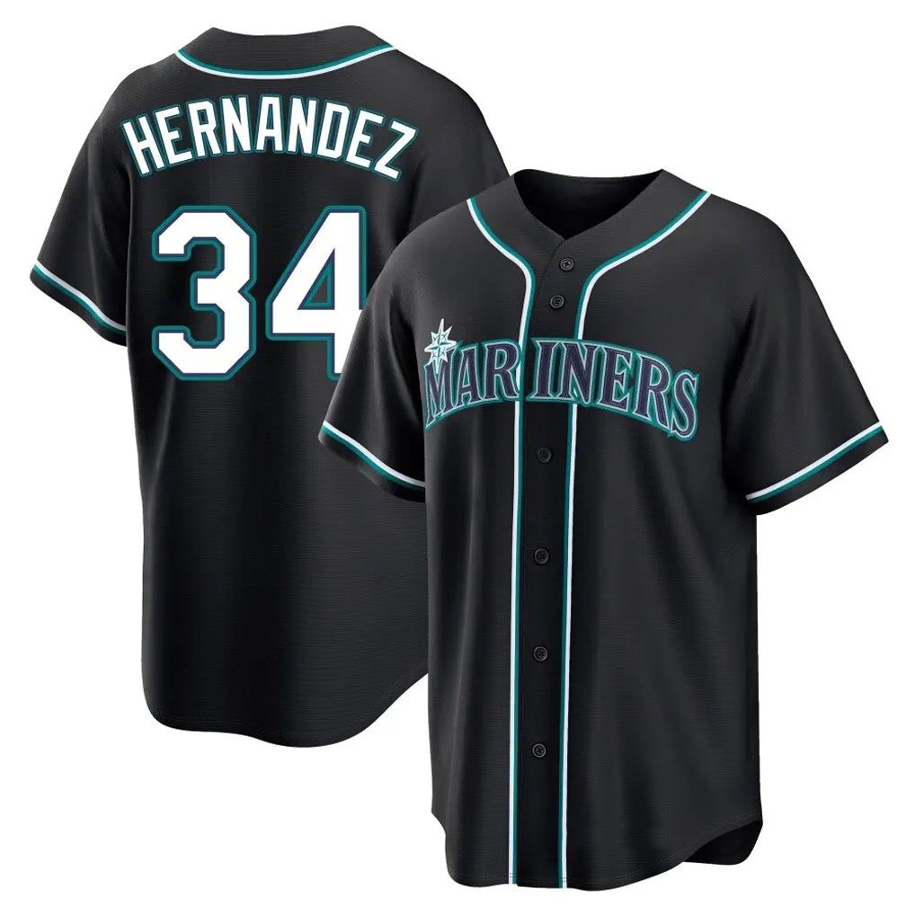 S.Mariners #34 Felix Hernandez Player Black Fashion Home Limited Hdoa Stitched Jerseys
