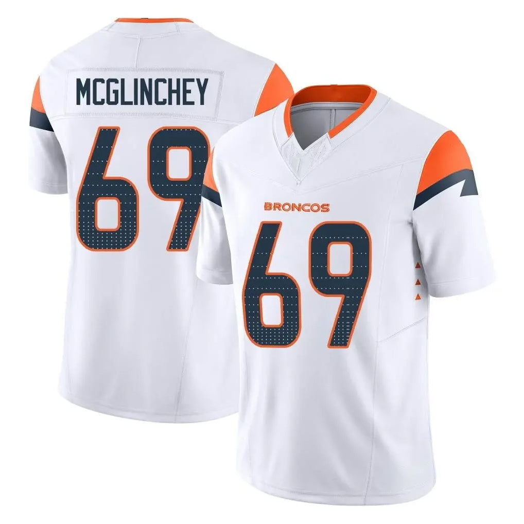 D.Broncos #69 Mike McGlinchey Player White Limited Vapor F.U.S.E. Home Game Hdoa Stitched Jerseys