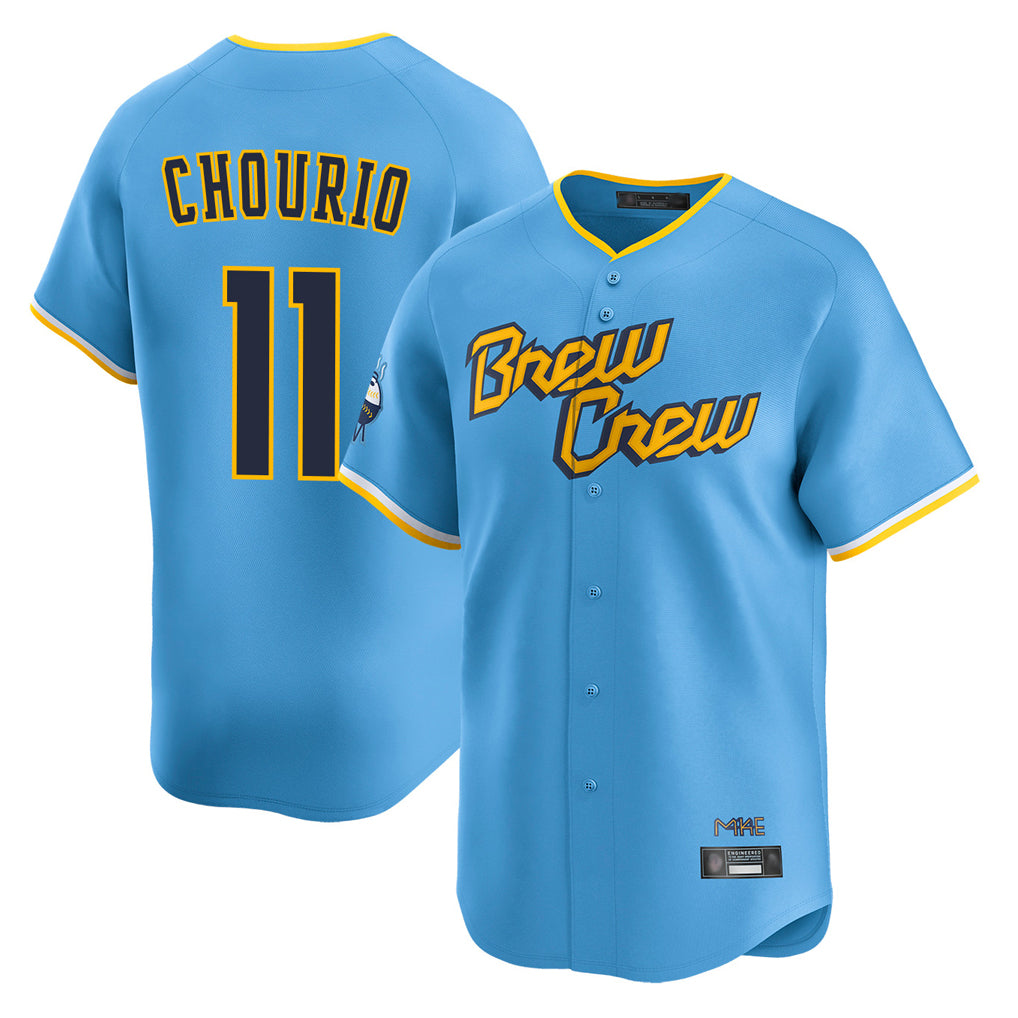 M.Brewers #11 Jackson Chourio Player Light Blue City Connect Home Limited Hdoa Stitched Jerseys