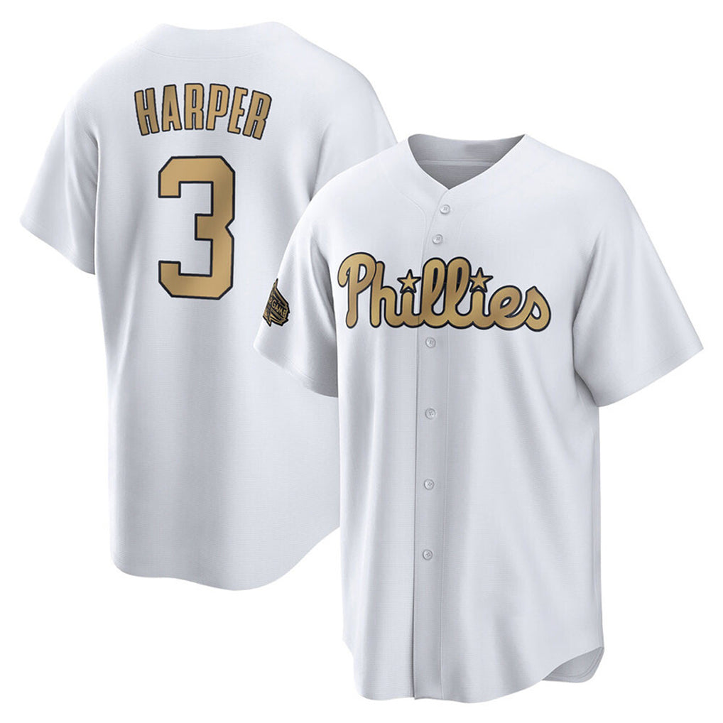 P.Phillies #3 Bryce Harper Player Gold All-Star Home Game Hdoa Stitched Jerseys