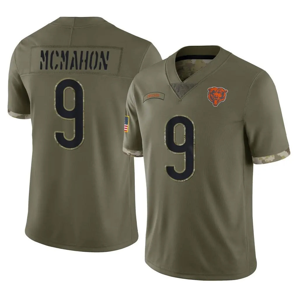 C.Bears #9 Jim McMahon Player Olive Salute to Service Limited Game Hdoa Stitched Jerseys