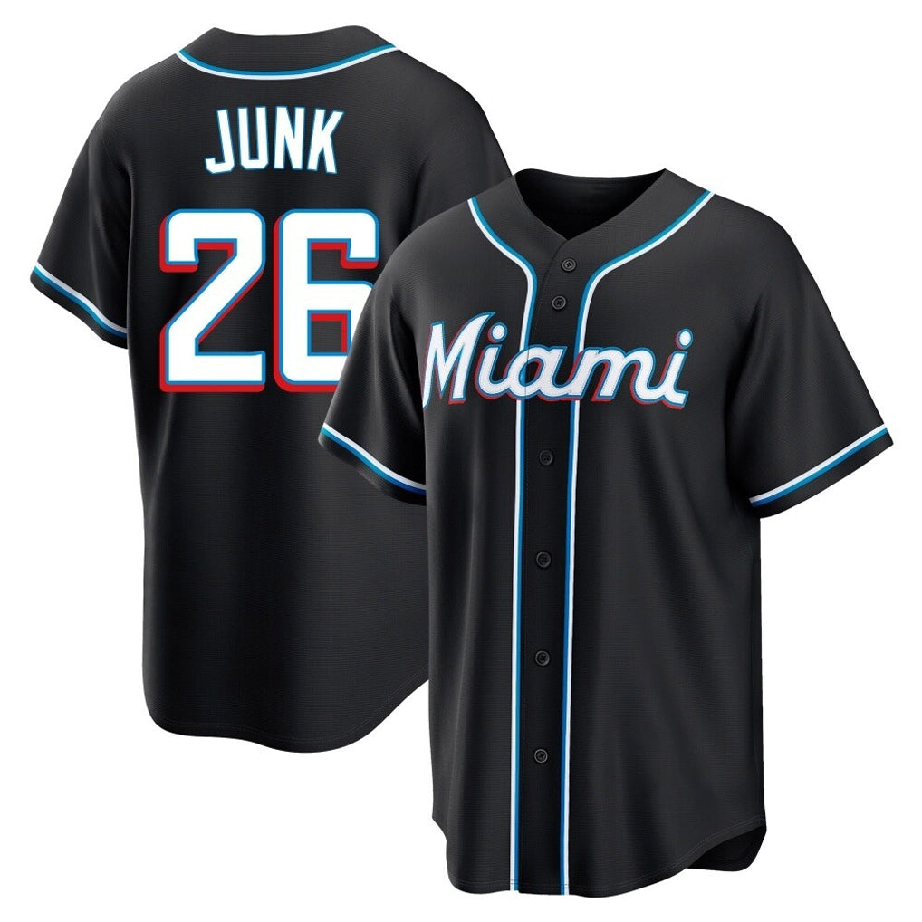 M.Marlins #26 Janson Junk Player Black Fashion Out Home Game Hdoa Stitched Jerseys