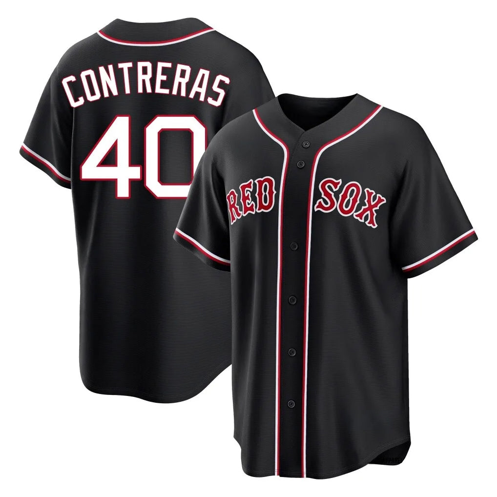 B.Red Sox #40 Willson Contreras Player Black Out Home Game Hdoa Stitched Jerseys