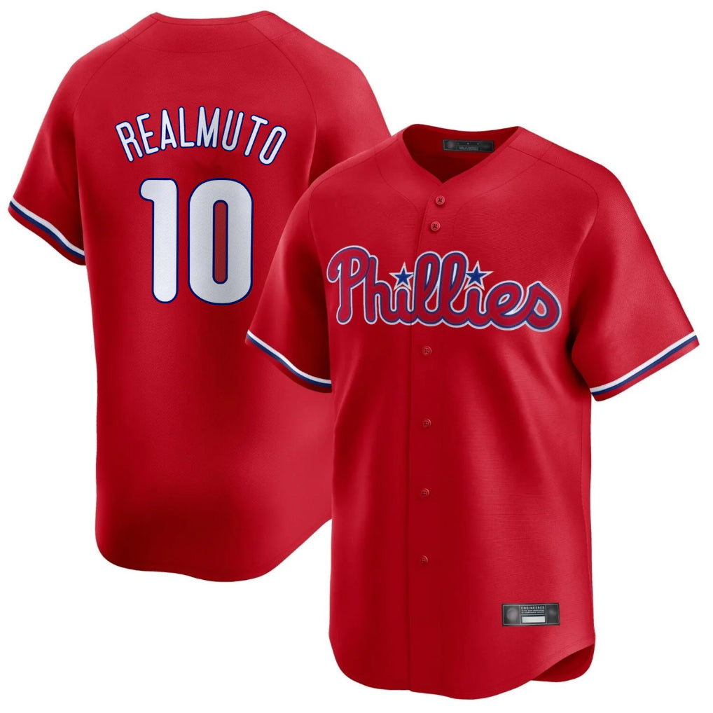 P.Phillies #10 J.T. Realmuto Player Red Home Limited Hdoa Stitched Jerseys