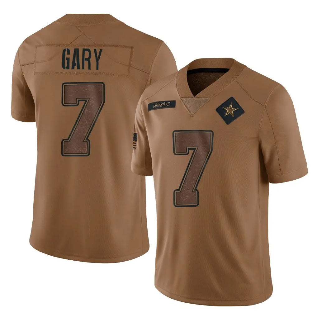 D.Cowboys #7 Rashan Gary Player Brown Salute to Service Limited Home Game Hdoa Stitched Jerseys