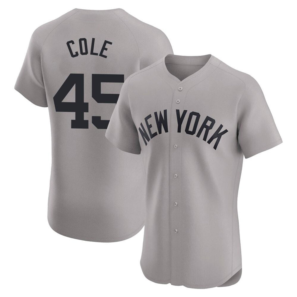 NY.Yankees #45 Gerrit Cole Player Gray Limited Elite Home Hdoa Stitched Jerseys