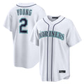 S.Mariners #2 Cole Young Player White Home Game Hdoa Stitched Jerseys
