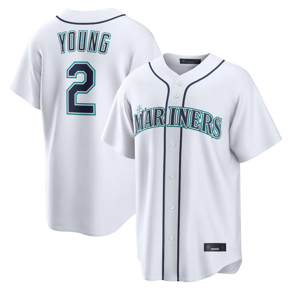 S.Mariners #2 Cole Young Player White Home Game Hdoa Stitched Jerseys