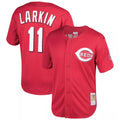C.Reds #11 Barry Larkin Player Red Mitchell & Ness Throwback Cooperstown Mesh Game Hdoa Stitched Jerseys